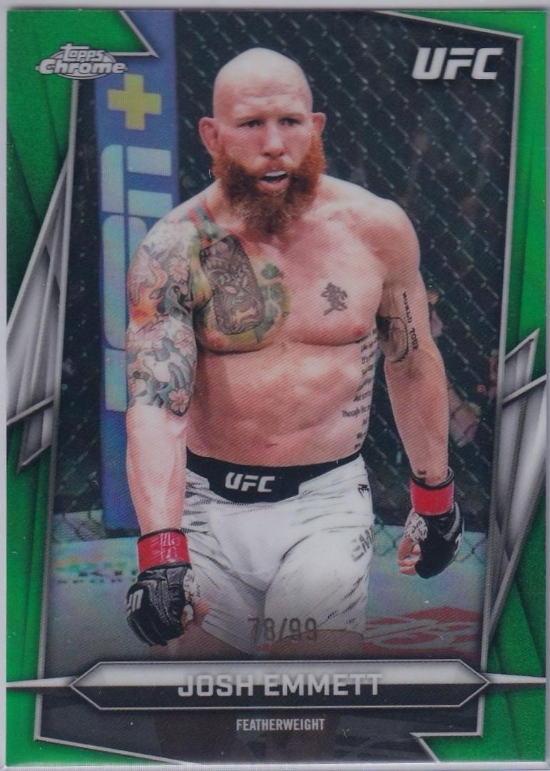 Josh Emmett 2026 Topps Chrome UFC Base #141 Green Refractor