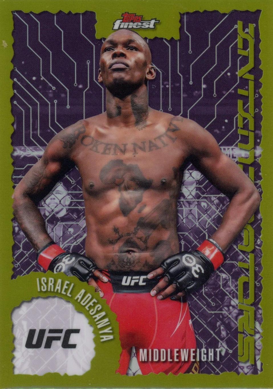 Israel Adesanya 2025 Topps Finest UFC Intimidators #IT-19 Refractor