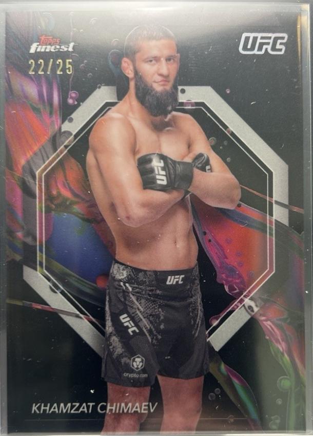 Khamzat Chimaev 2024 Topps Finest UFC Base Common #89 Black Refractor