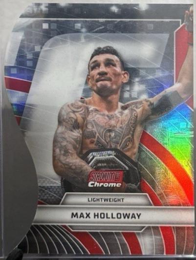 Max Holloway 2026 Topps Stadium Club UFC Triumvirates #TV-9 Red Refractor