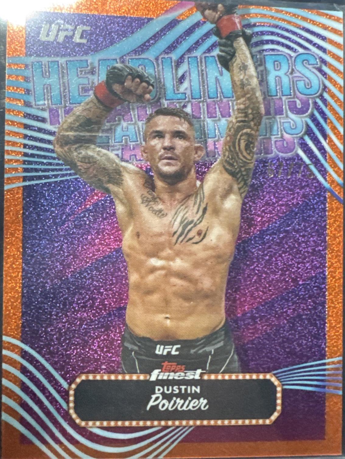 Dustin Poirier 2024 Topps Finest UFC Headliners #HDL-3 Tangerine Glitter Refractor