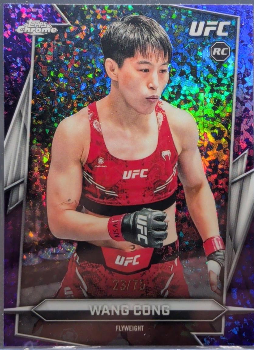 Wang Cong 2026 Topps Chrome UFC Base #13 Purple Mini Diamonds Refractor