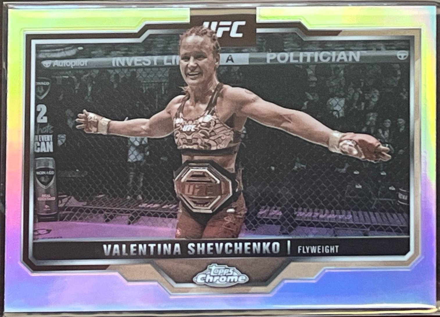 Valentina Shevchenko 2025 Topps Chrome UFC Base #166 Sepia Refractor