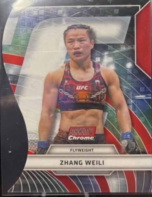 Zhang Weili 2026 Topps Stadium Club UFC Triumvirates #TV-12 Red Refractor