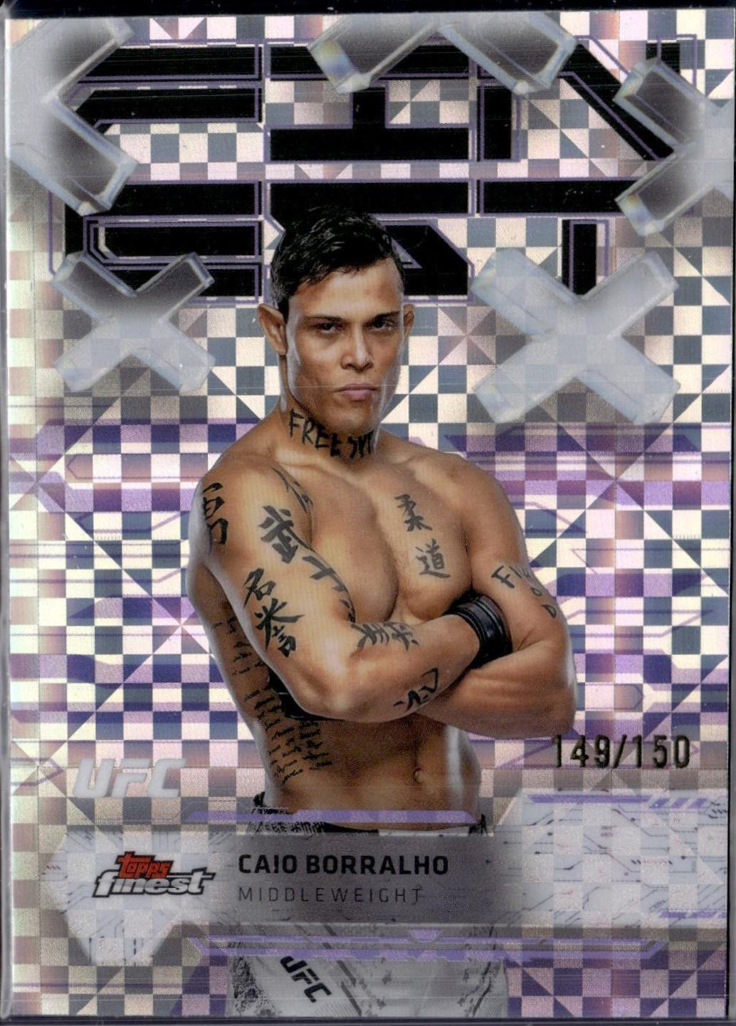Caio Borralho 2025 Topps Finest UFC Base Common #53 Purple Checkerboard Refractor