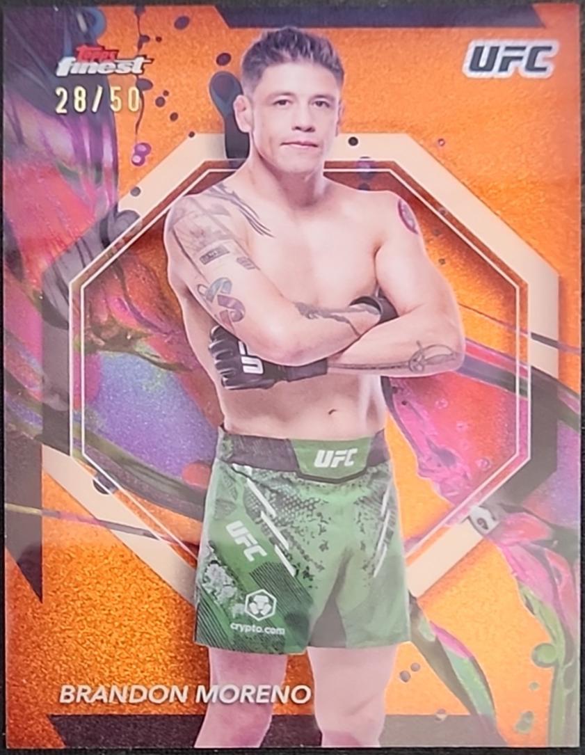 Brandon Moreno 2024 Topps Finest UFC Base Common #56 Tangerine Glitter Refractor
