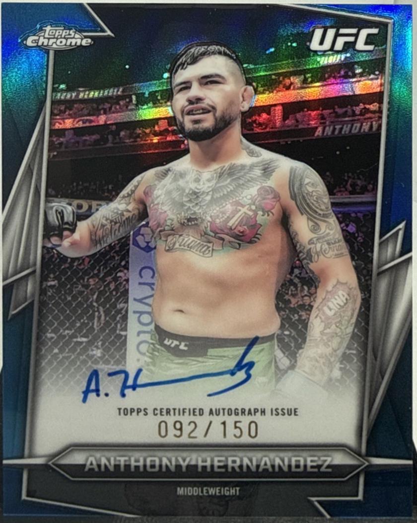 Anthony Hernandez 2026 Topps Chrome UFC Base Autographs #BAV-AH Blue Refractor