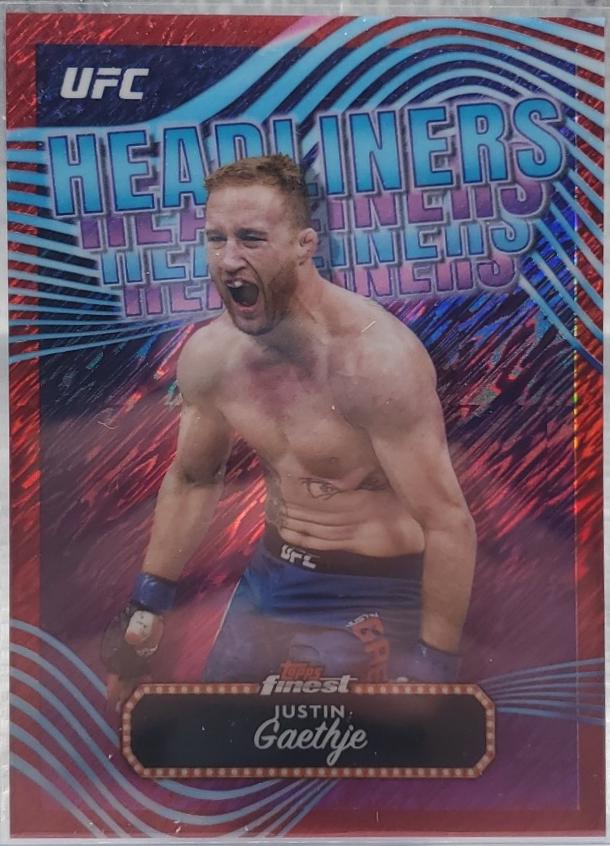 Justin Gaethje 2024 Topps Finest UFC Headliners #HDL-11 Red Shimmer Refractor