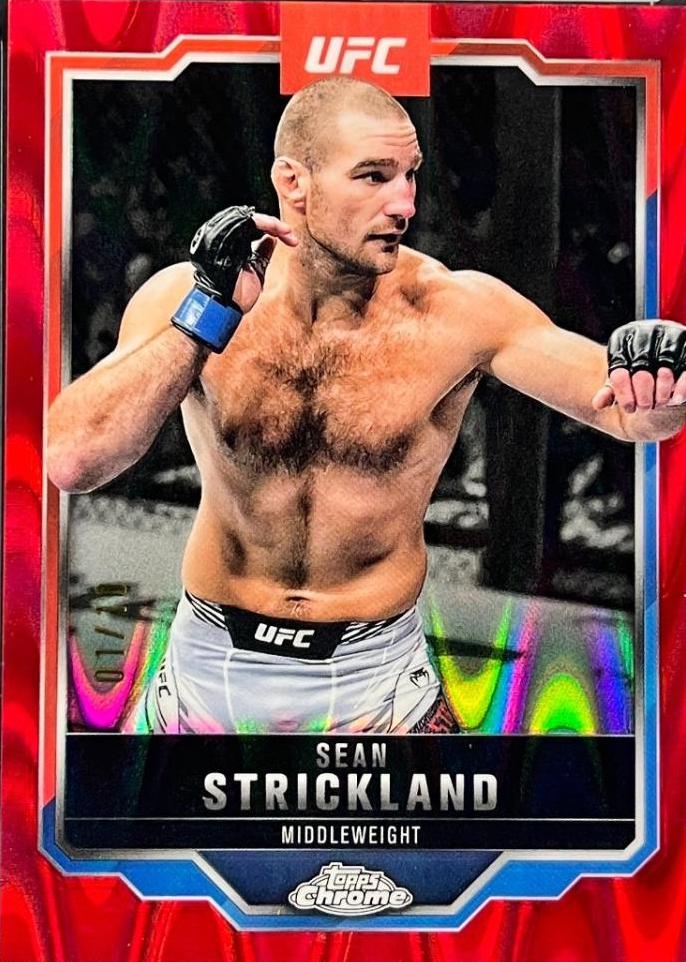 Sean Strickland 2025 Topps Chrome UFC Base #74 Red RayWave