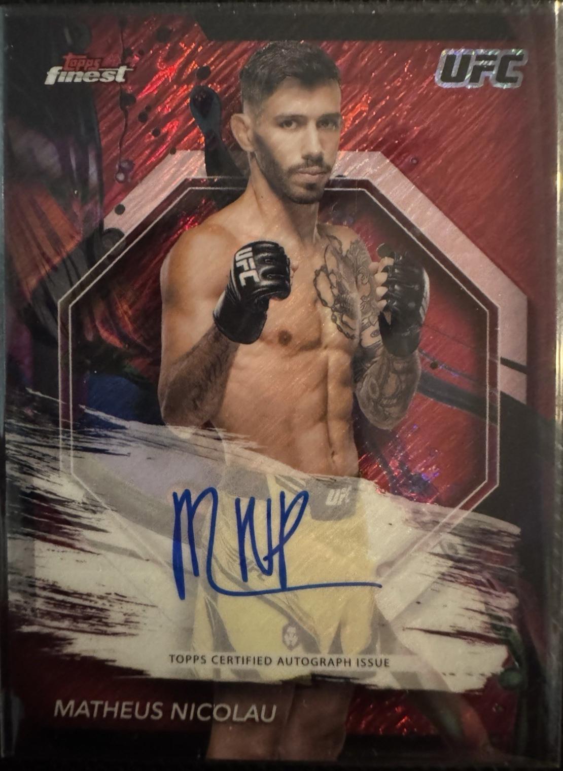Matheus Nicolau 2024 Topps Finest UFC Finest Autographs #FA-MNU Red Shimmer Refractor