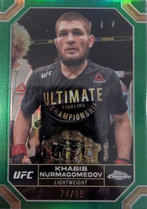 Khabib Nurmagomedov 2024 Topps Chrome UFC Base #112 Green Refractor