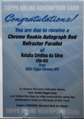 Natalia Silva 2024 Topps Chrome UFC Chrome Rookie Autographs #CRA-NSI Red Refractor