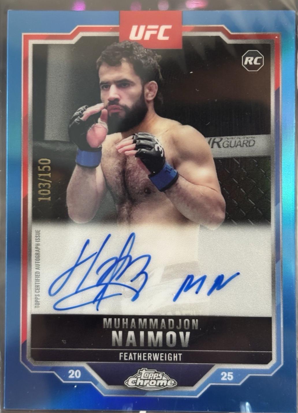 Muhammadjon Naimov 2025 Topps Chrome UFC Chrome Rookie Autographs #CRA-MN Blue Refractor