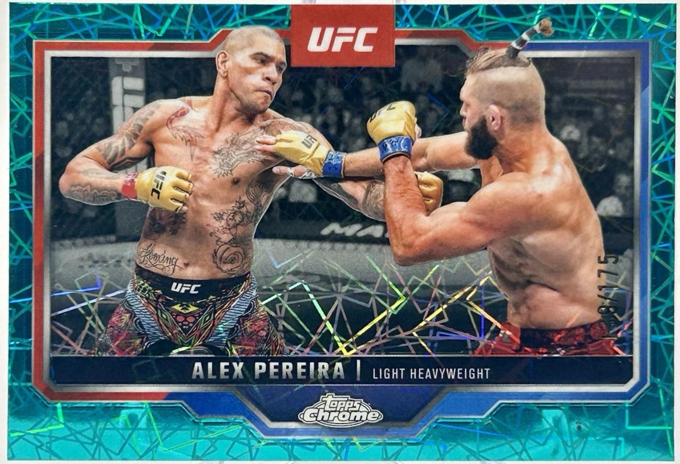 Alex Pereira 2025 Topps Chrome UFC Base #2 Teal Lazer Refractor