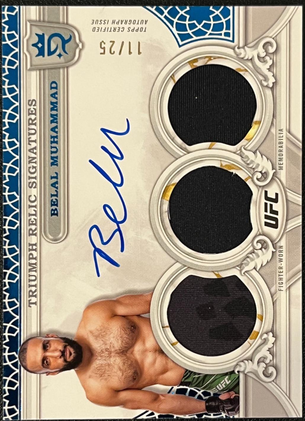 Belal Muhammad 2024 Topps Royalty UFC Triumph Relic Signatures #TRS-BMD Blue