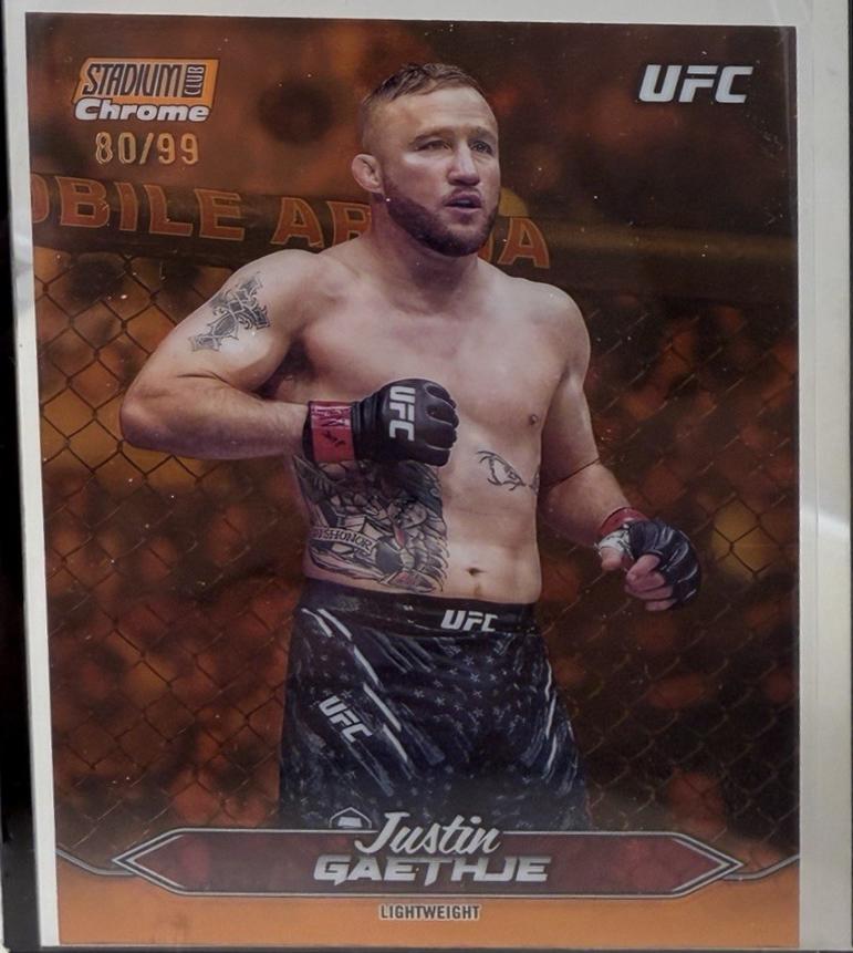 Justin Gaethje 2025 Topps Stadium Club UFC Base Chrome #C-155 Orange Refractor