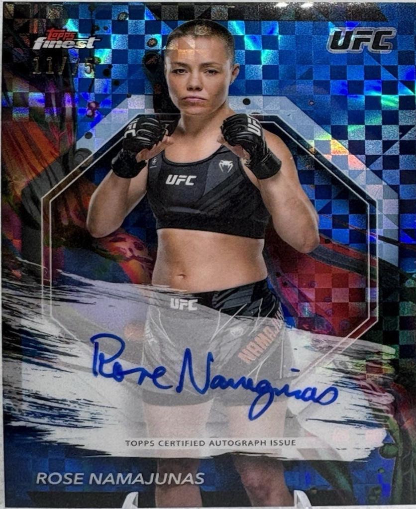 Rose Namajunas 2024 Topps Finest UFC Finest Autographs #FA-RNS Blue Checkerboard Refractor