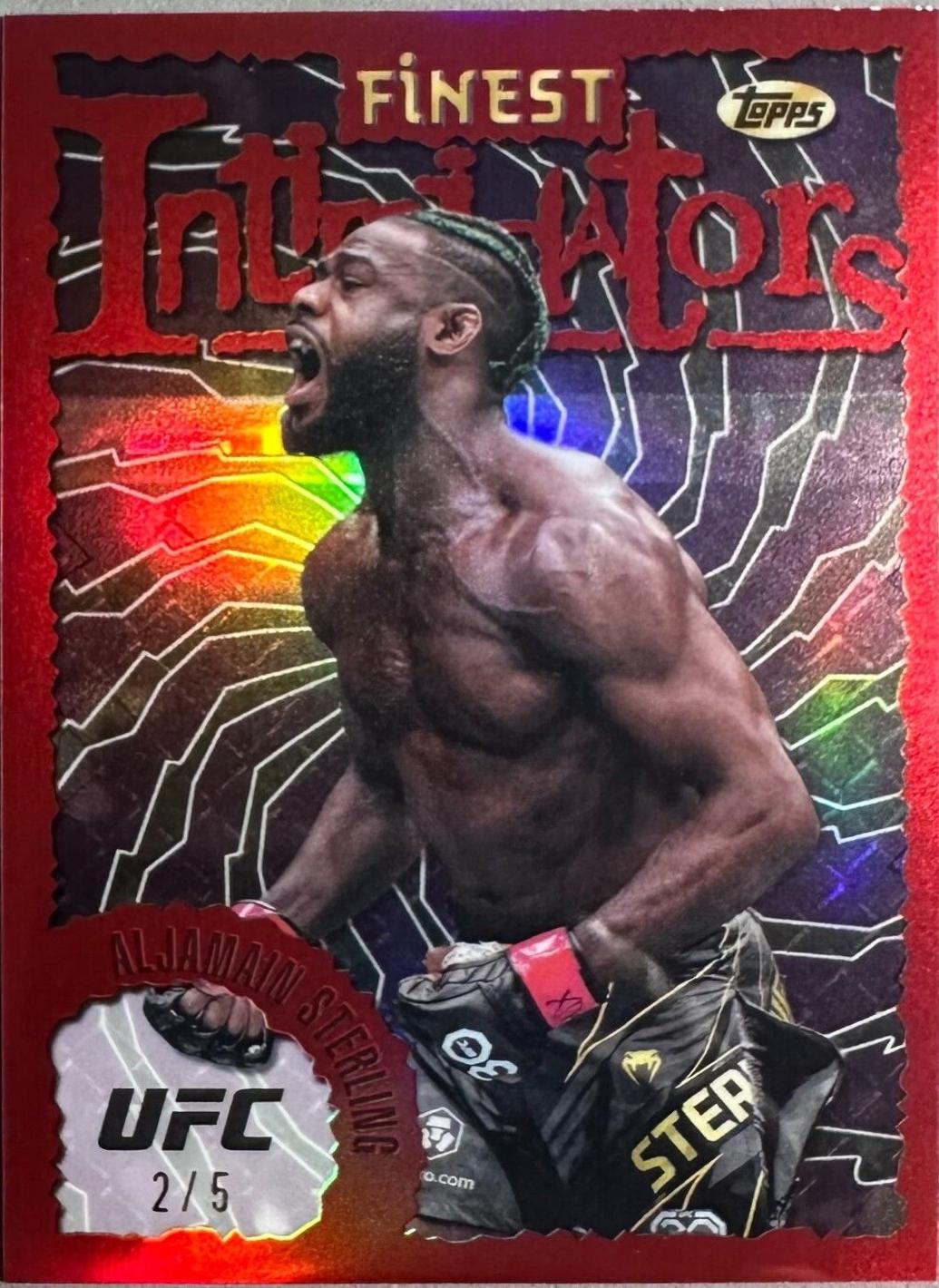 Aljamain Sterling 2024 Topps Finest UFC Intimidators #INT-14 Red Refractor