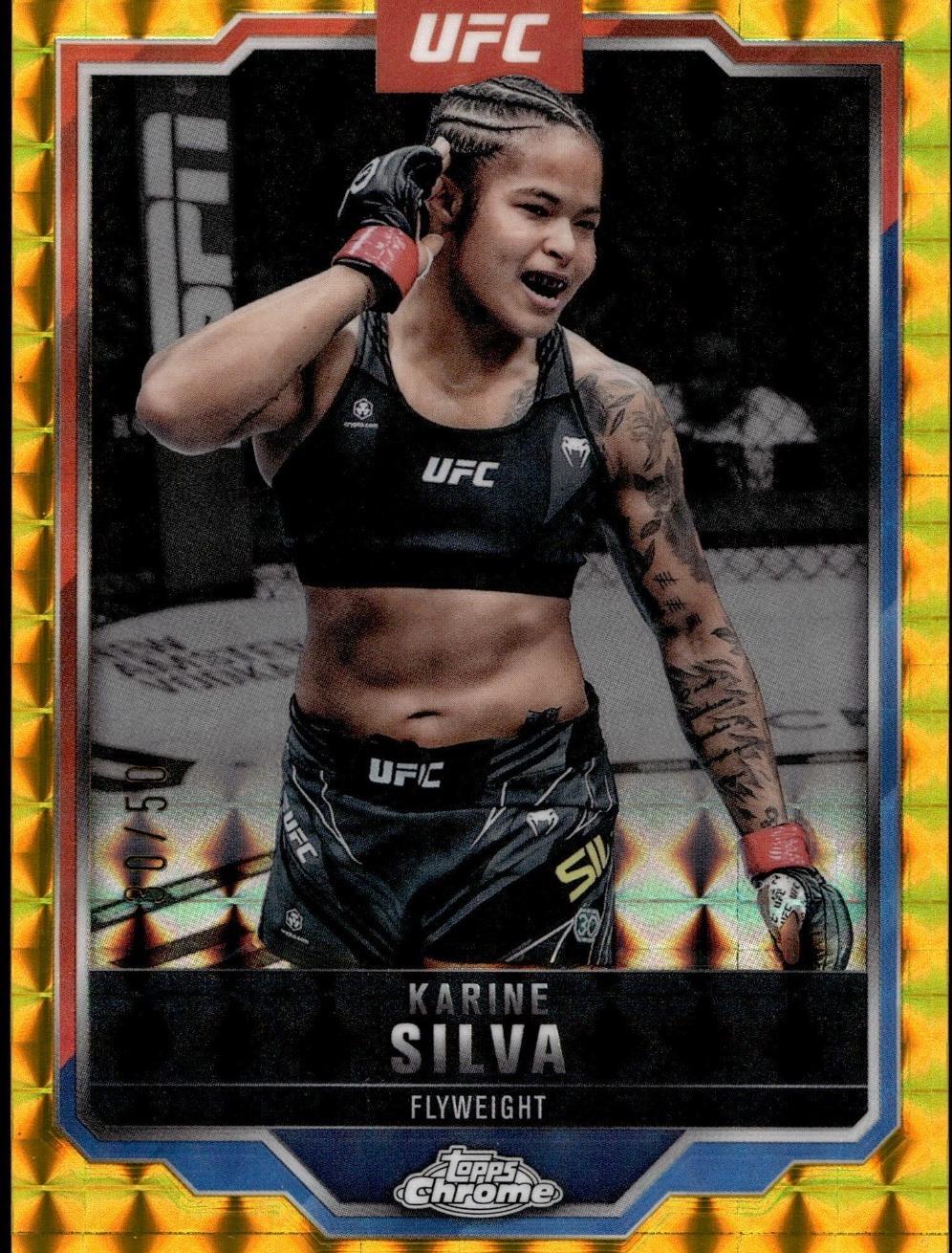 Karine Silva 2025 Topps Chrome UFC Base #147 Gold Geometric Refractor