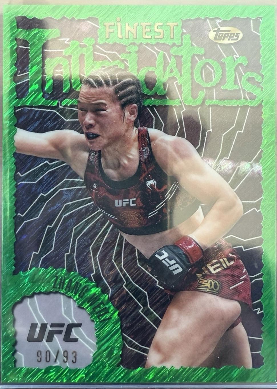 Zhang Weili 2024 Topps Finest UFC Intimidators #INT-27 Green Shimmer Refractor