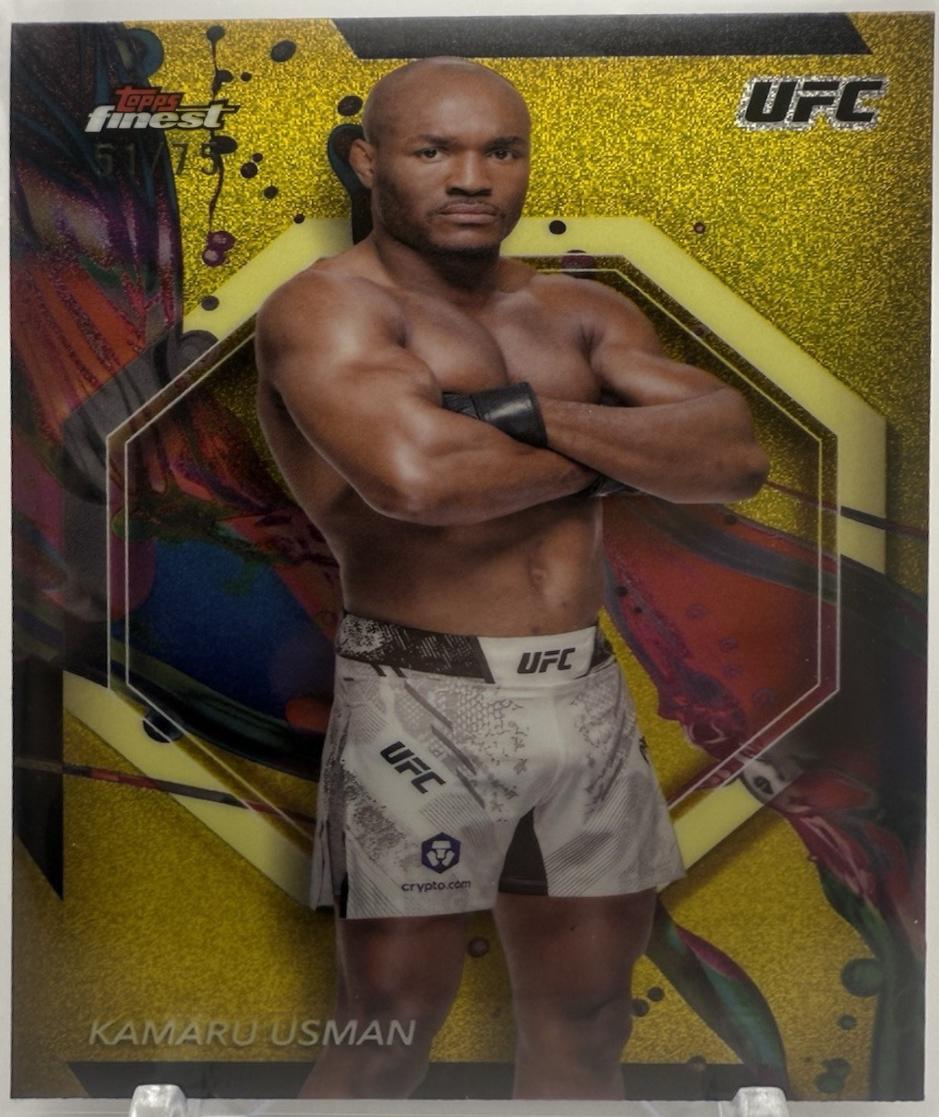 Kamaru Usman 2024 Topps Finest UFC Base Common #33 Yellow Glitter Refractor