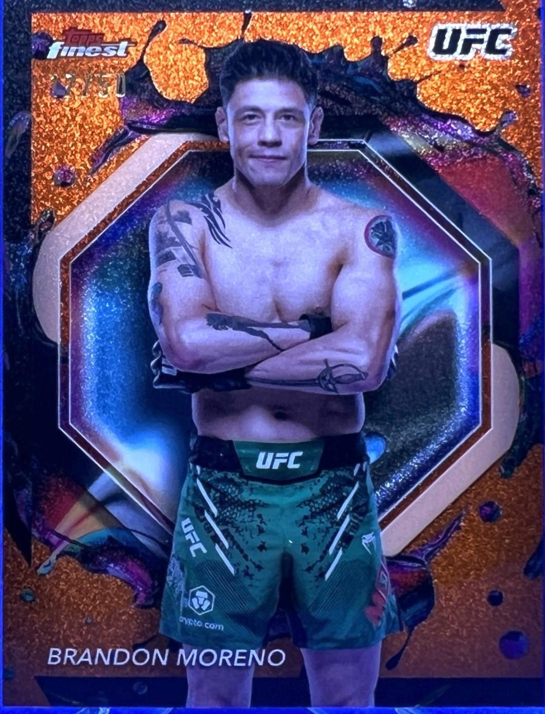Brandon Moreno 2024 Topps Finest UFC Base Rare #255 Tangerine Glitter Refractor