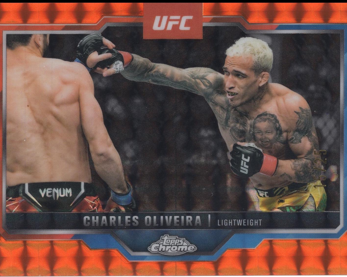 Charles Oliveira 2025 Topps Chrome UFC Base #54 Orange Geometric Refractor