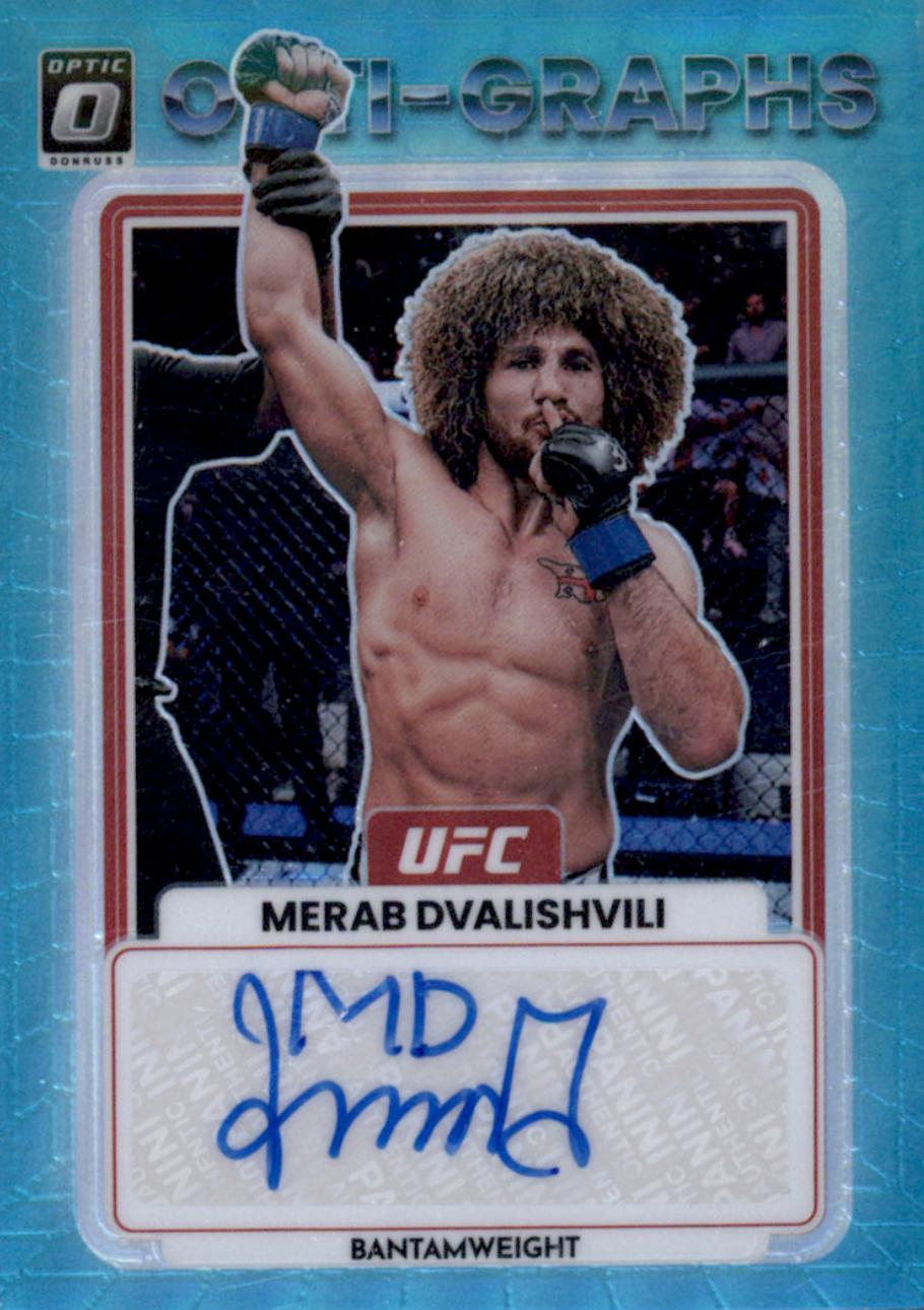 Merab Dvalishvili 2023 Panini Donruss Optic UFC Opti-Graphs #7 Teal Autograph