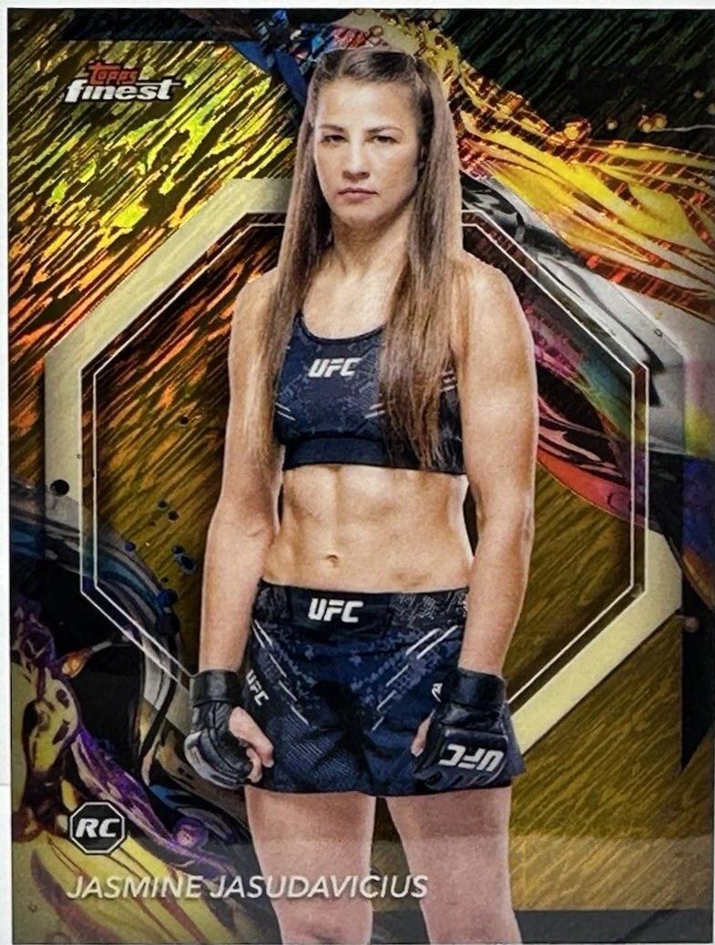 Jasmine Jasudavicius 2024 Topps Finest UFC Base Uncommon #123 Gold Shimmer Refractor