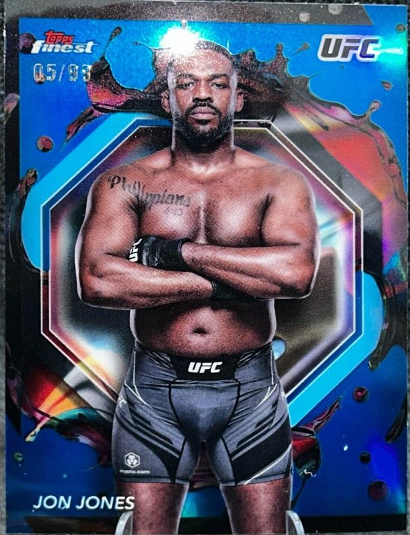 Jon Jones 2024 Topps Finest UFC Base Rare #214 Blue Refractor