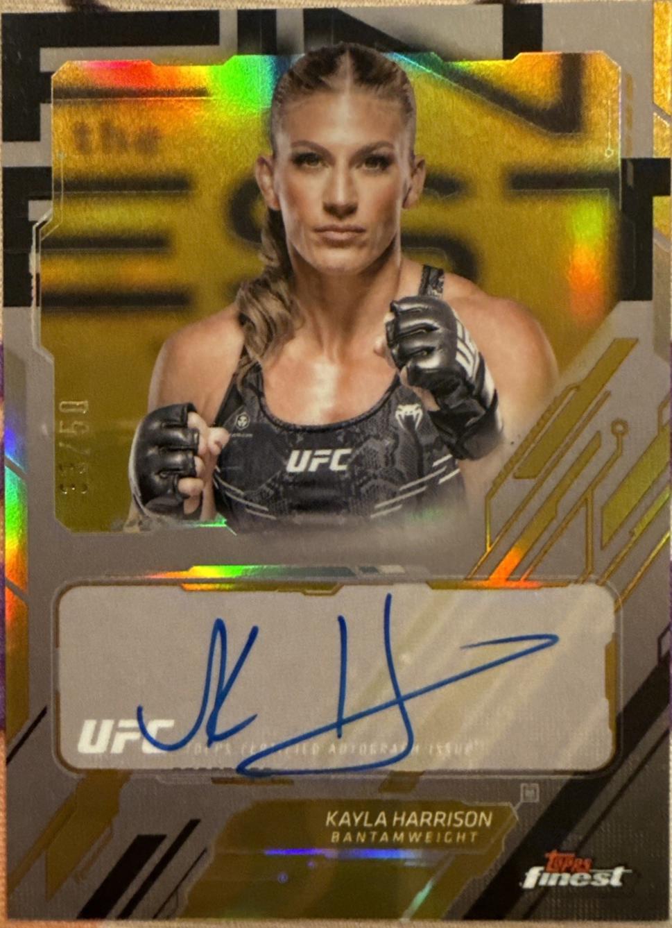 Kayla Harrison 2025 Topps Finest UFC The Finest #TFA-KH Gold Refractor