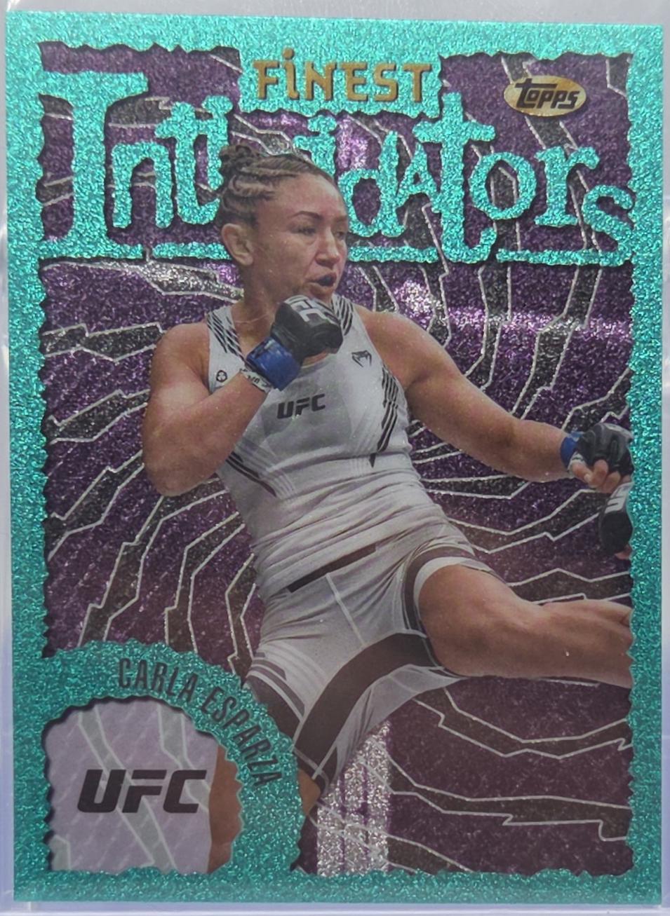Carla Esparza 2024 Topps Finest UFC Intimidators #INT-11 Aqua Glitter Refractor