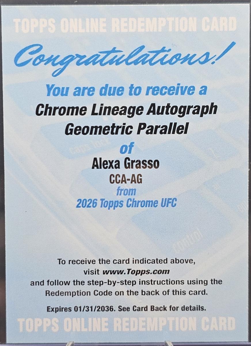 Alexa Grasso 2026 Topps Chrome UFC Chrome Lineage Autographs #CCA-AG Geometric Refractor