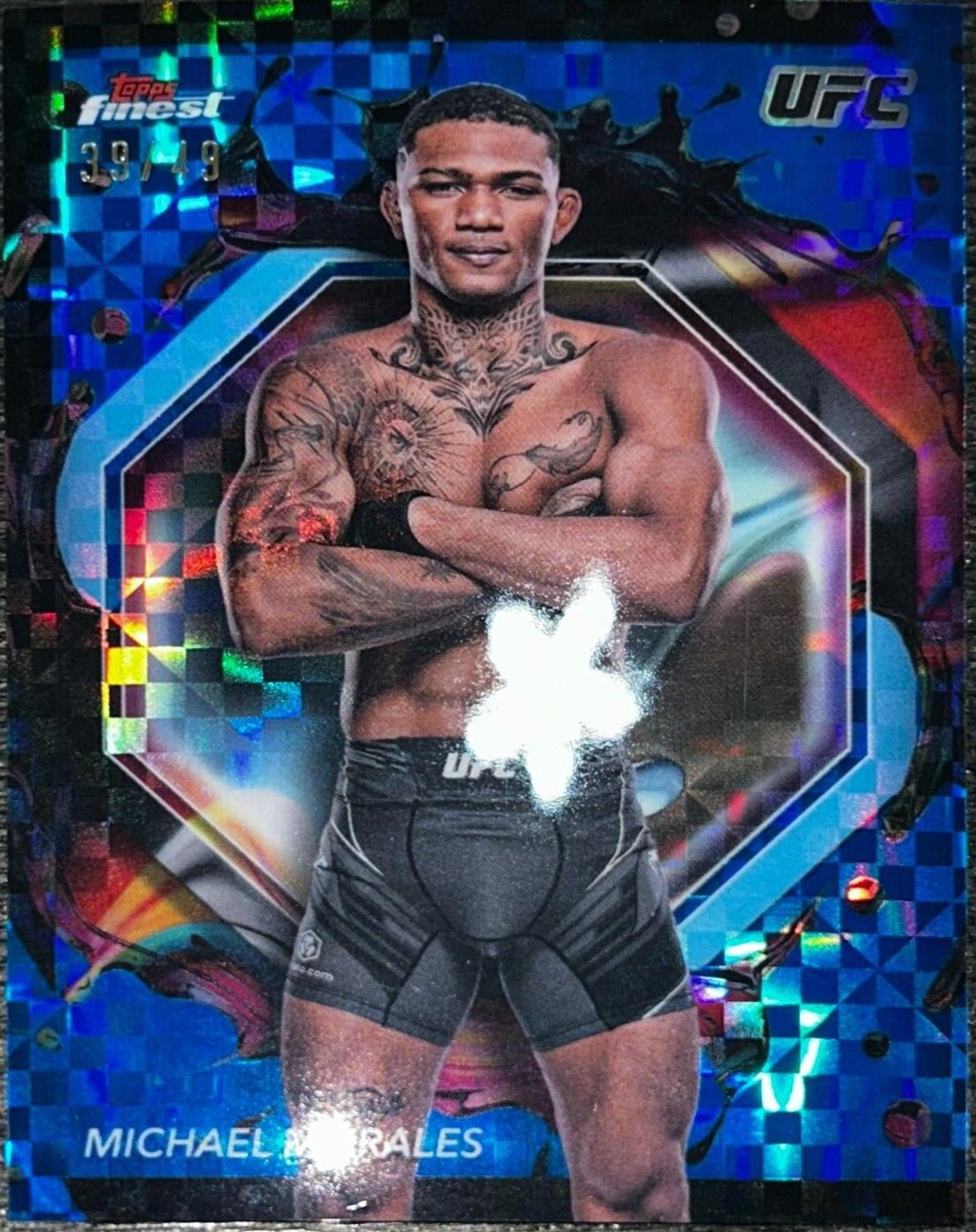 Michael Morales 2024 Topps Finest UFC Base Rare #236 Blue Checkerboard Refractor