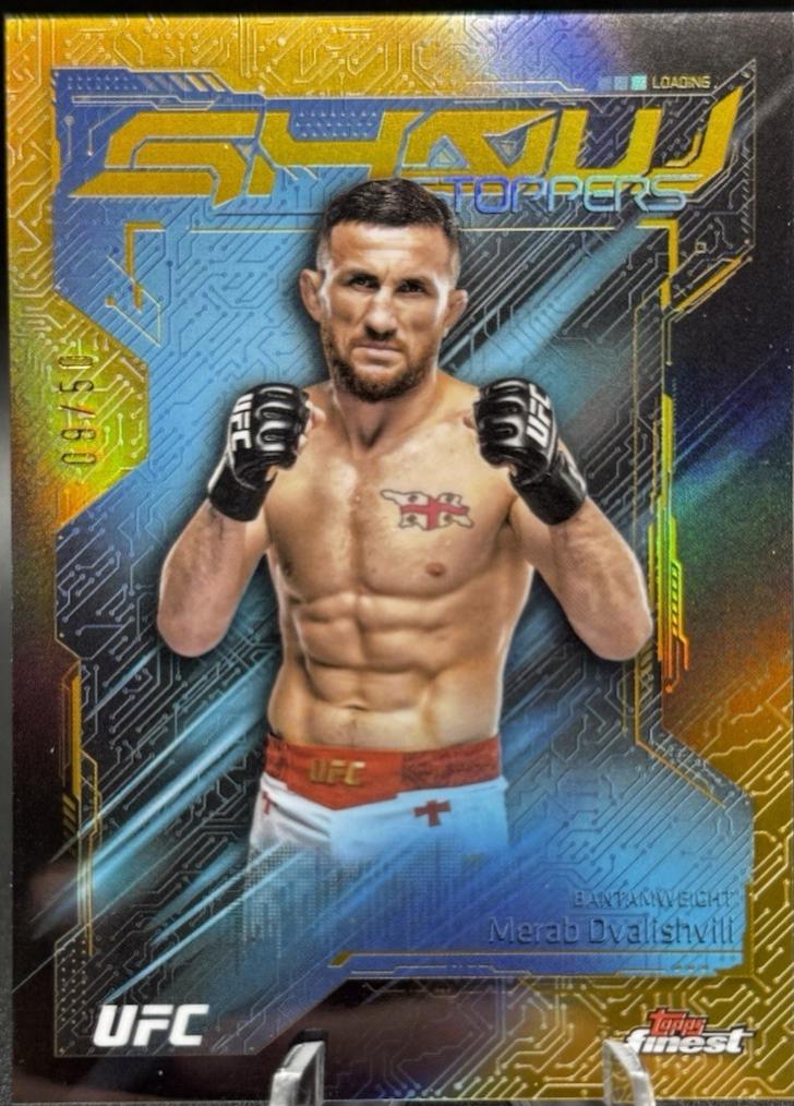 Merab Dvalishvili 2025 Topps Finest UFC Showstoppers #SS-13 Gold Refractor