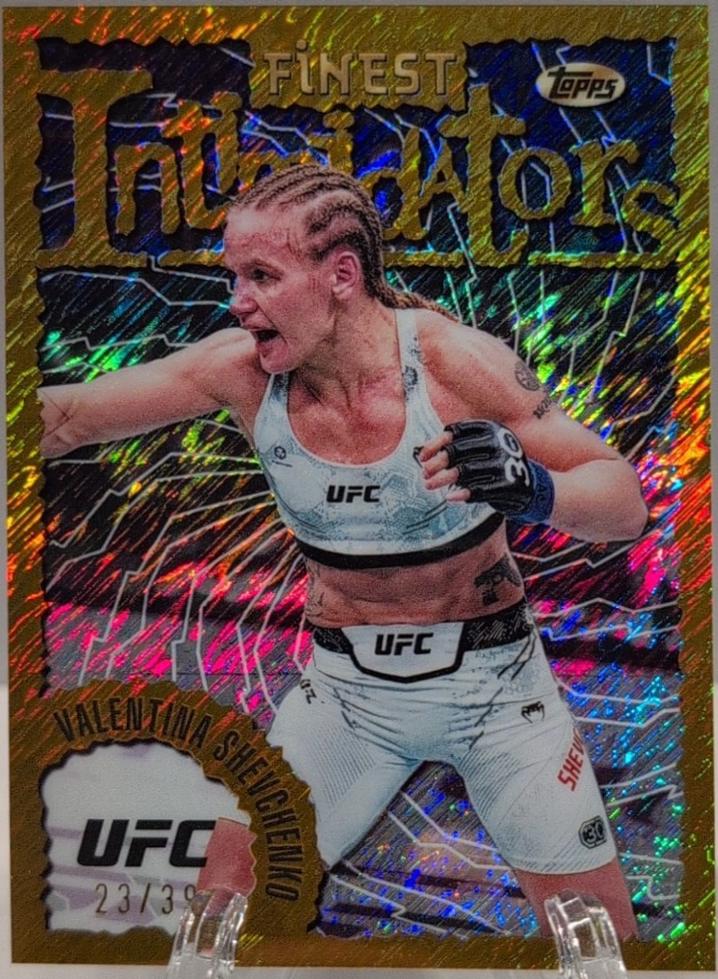 Valentina Shevchenko 2024 Topps Finest UFC Intimidators #INT-17 Gold Shimmer Refractor