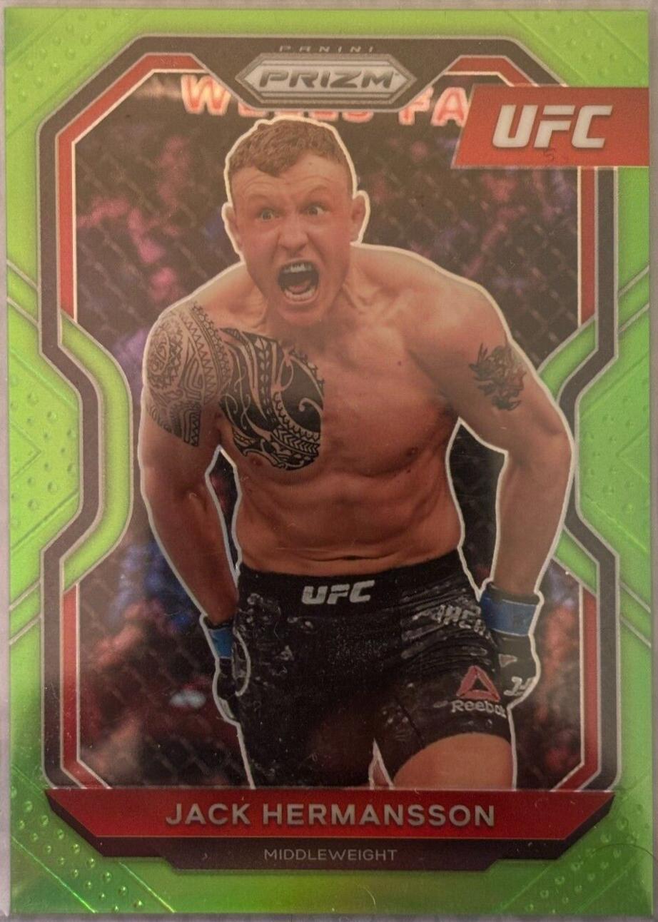Jack Hermansson 2021 Panini Prizm UFC Base #24 Neon Green