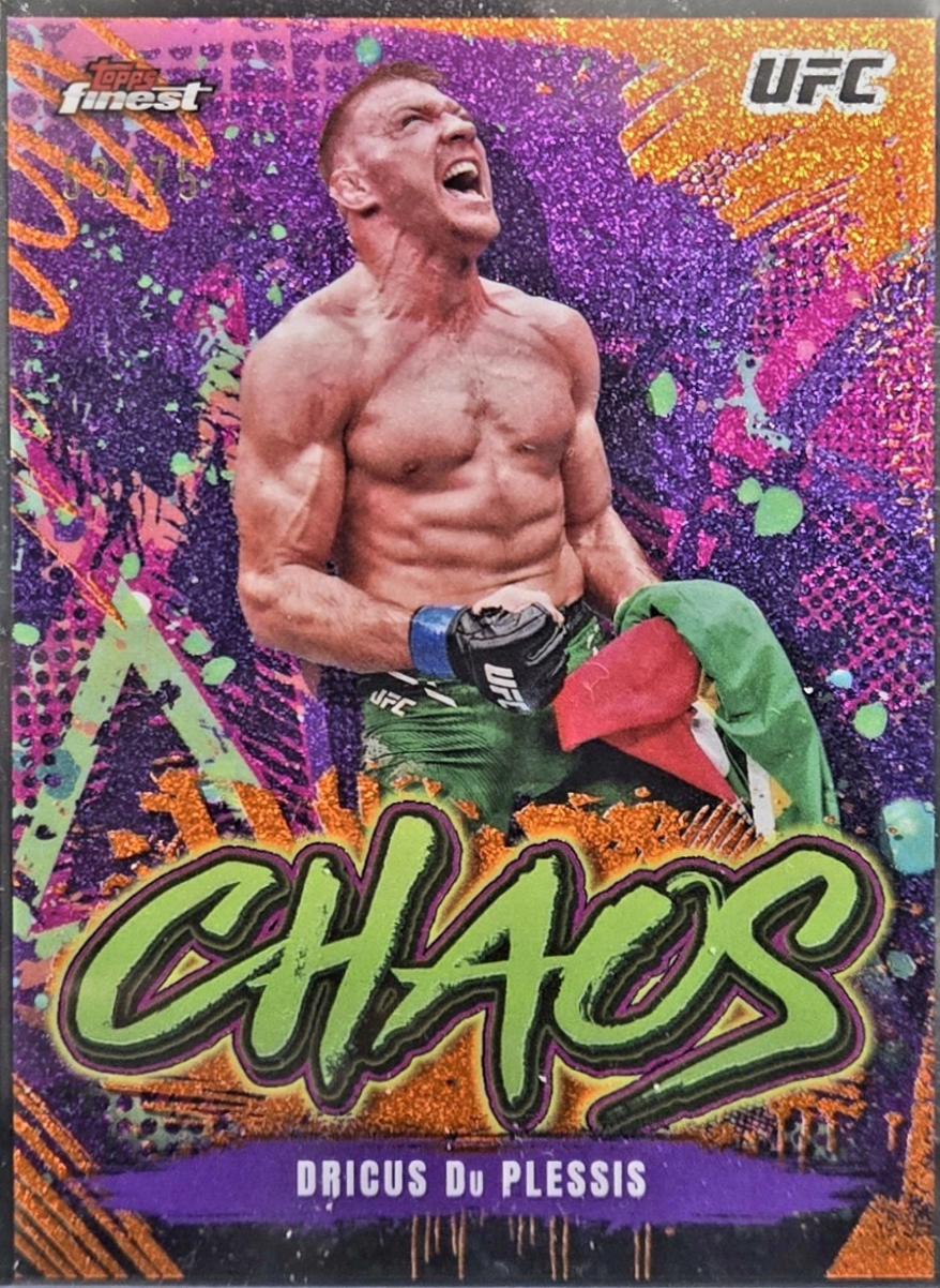 Dricus Du Plessis 2024 Topps Finest UFC Chaos #CHA-18 Tangerine Glitter Refractor