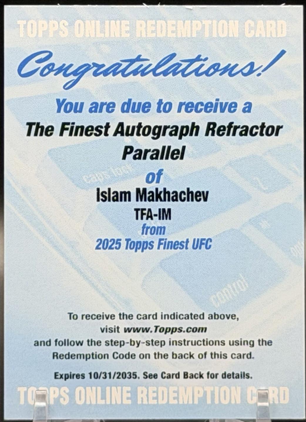 Islam Makhachev 2025 Topps Finest UFC The Finest #TFA-IM Refractor