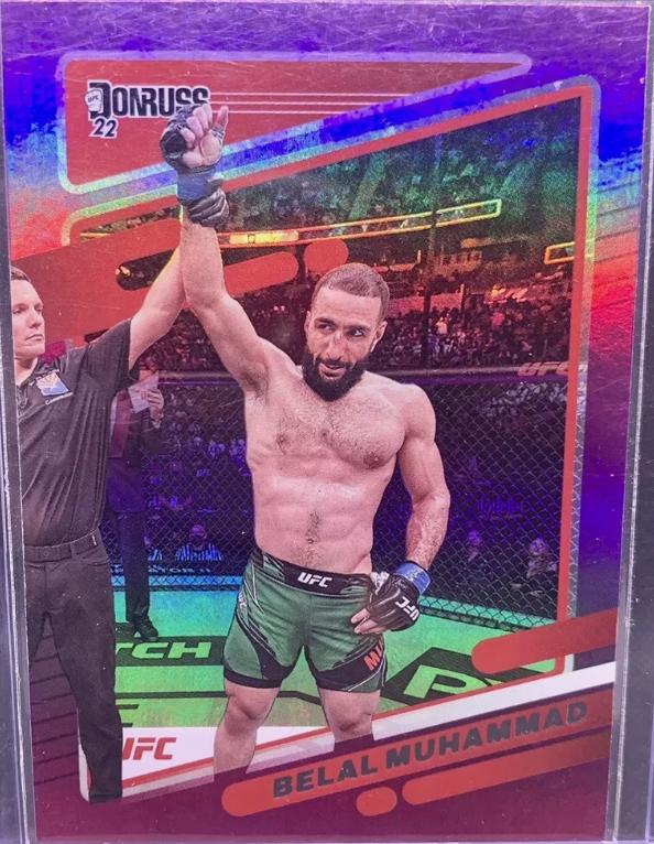 Belal Muhammad 2022 Panini Donruss UFC Base #15 Purple Flood