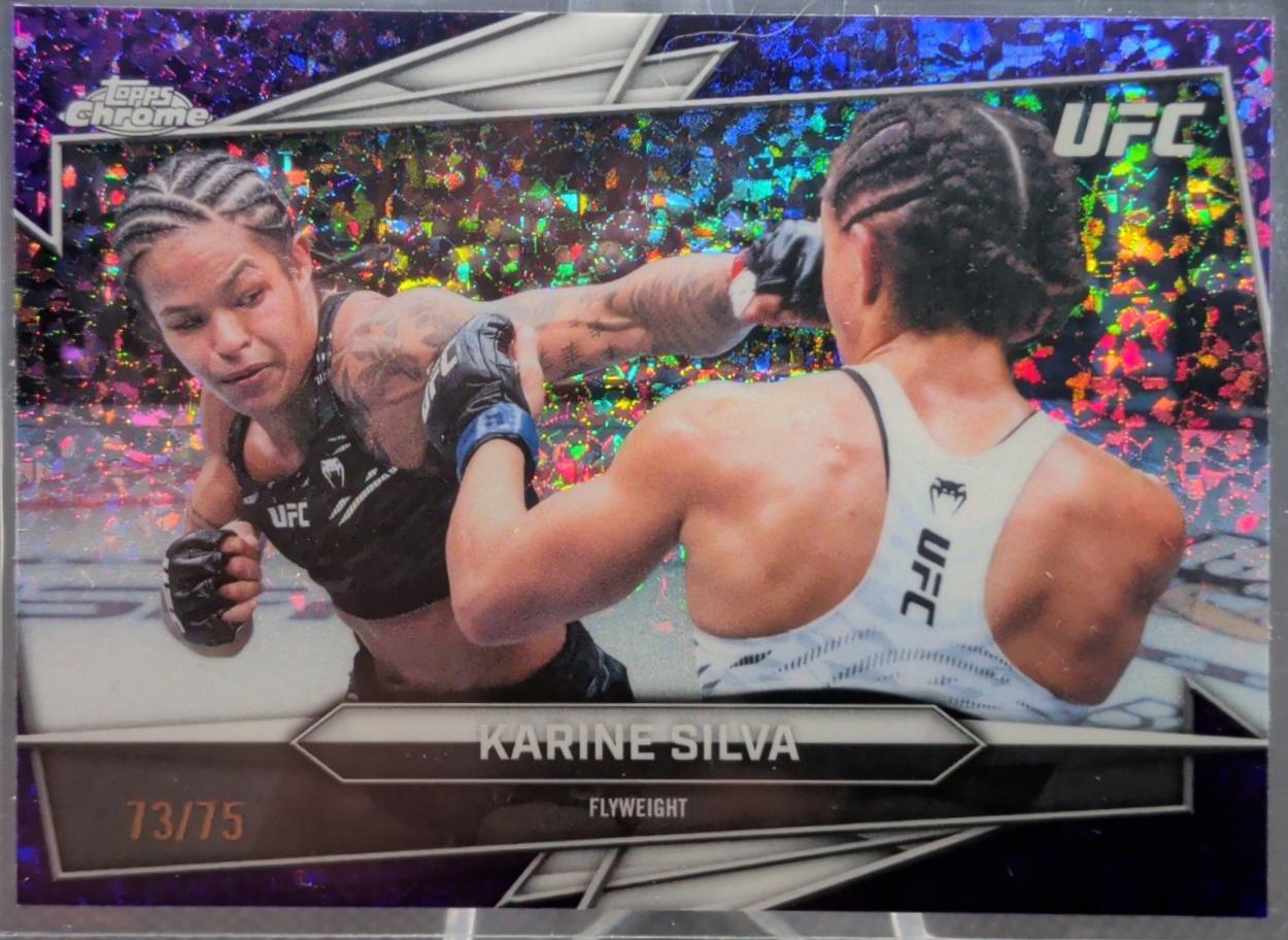 Karine Silva 2026 Topps Chrome UFC Base #127 Purple Mini Diamonds Refractor