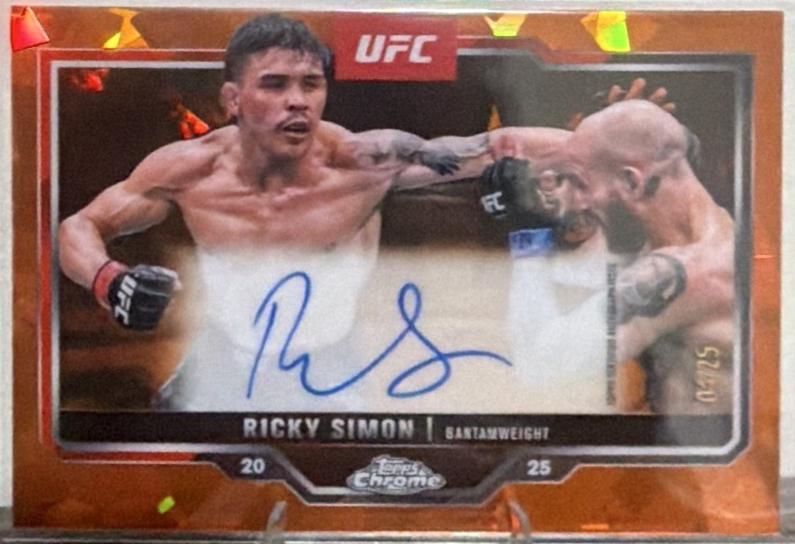 Ricky Simon 2025 Topps Chrome UFC Chrome Veteran Autographs #CVA-RS Gold Refractor