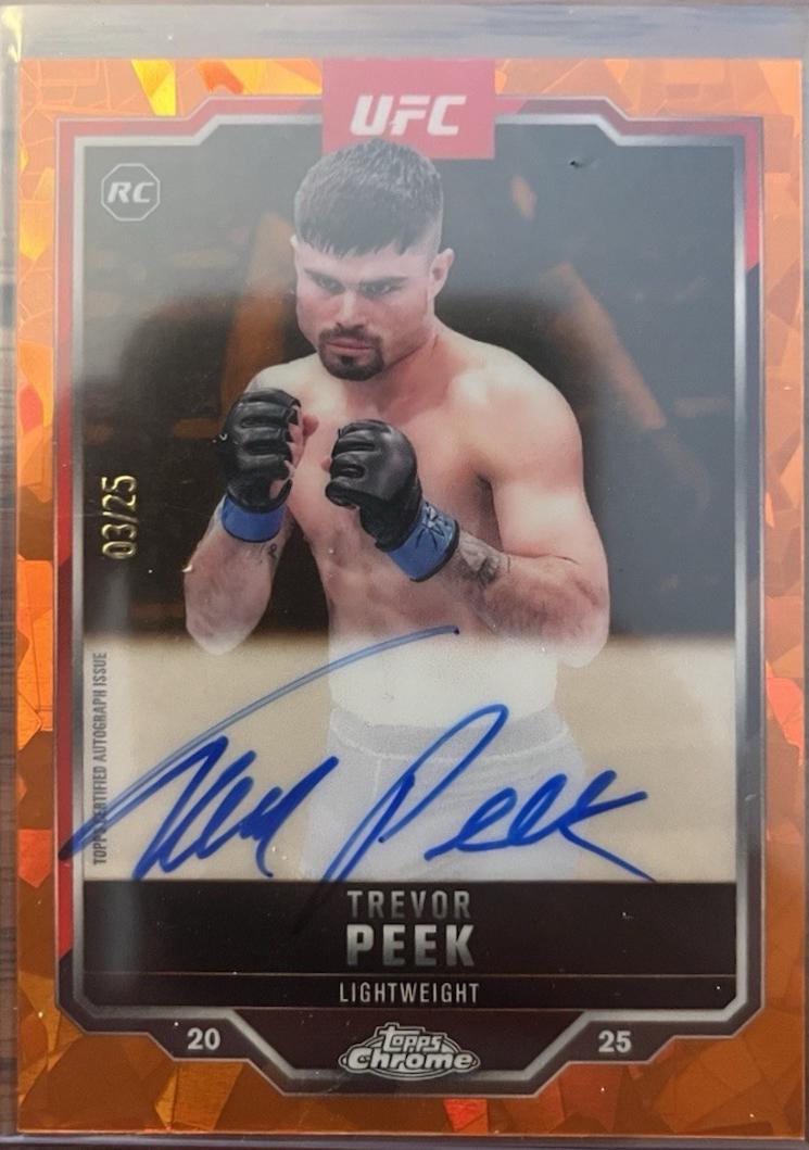 Trevor Peek 2025 Topps Chrome Sapphire UFC Chrome Rookie Autographs Sapphire #CRA-TP Orange Sapphire