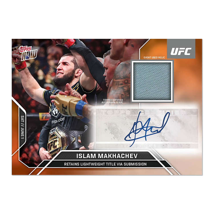 Islam Makhachev Topps Now UFC Sticker Autograph Relics #8 Orange