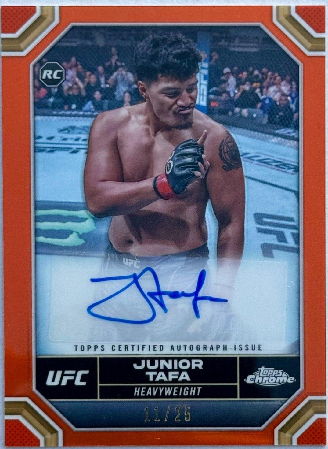 Junior Tafa 2024 Topps Chrome UFC Chrome Rookie Autographs #CRA-JTA Orange Refractor