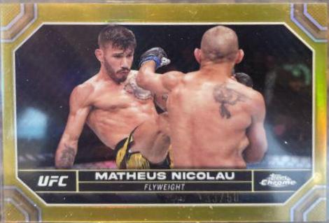 Matheus Nicolau 2024 Topps Chrome UFC Base #128 Gold Refractor