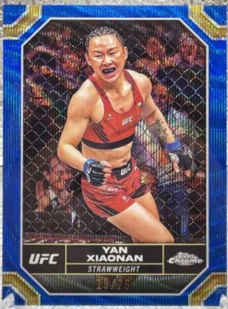 Yan Xiaonan 2024 Topps Chrome UFC Base #198 Blue Wave Refractor