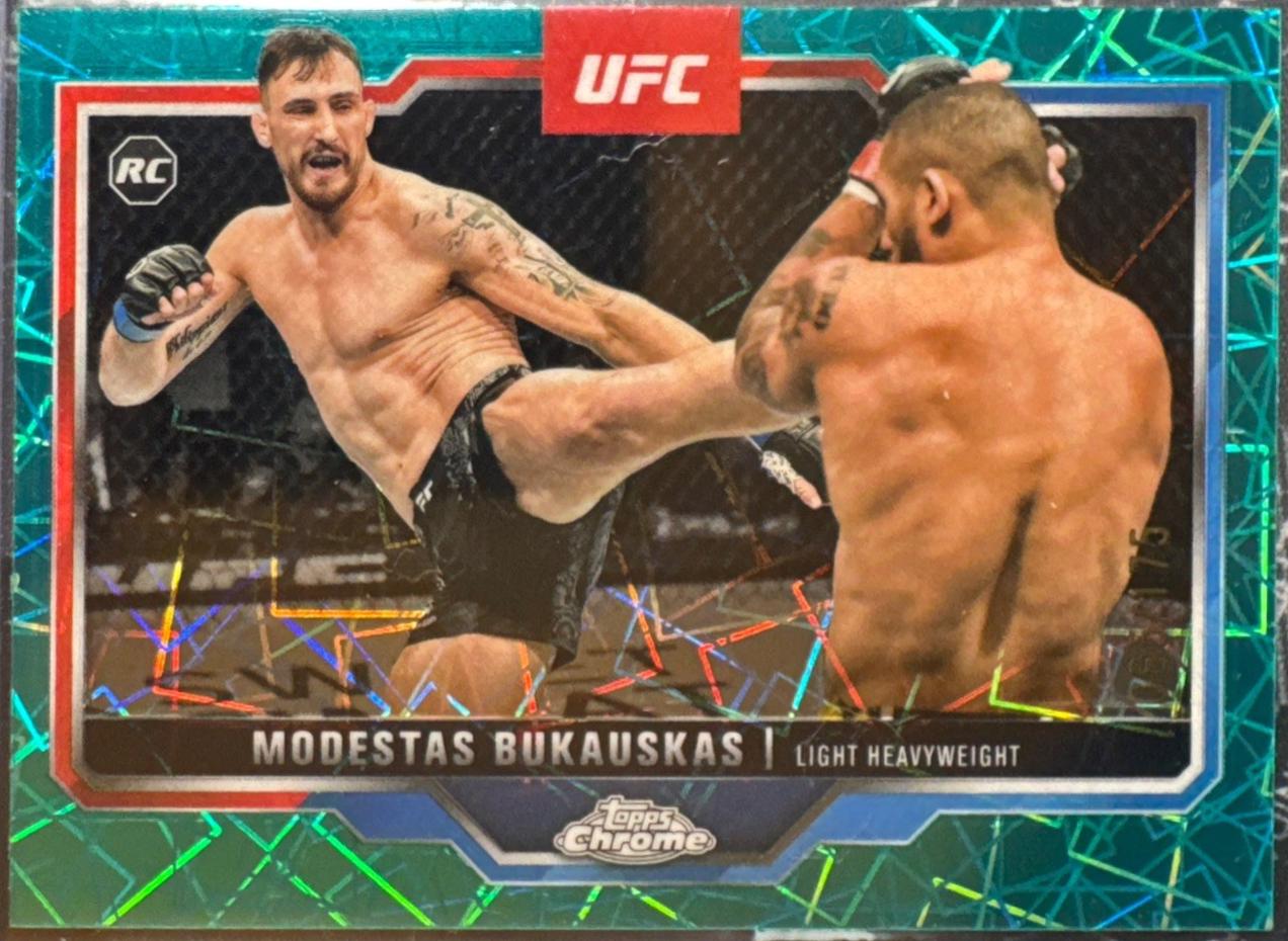 Modestas Bukauskas 2025 Topps Chrome UFC Base #8 Teal Lazer Refractor