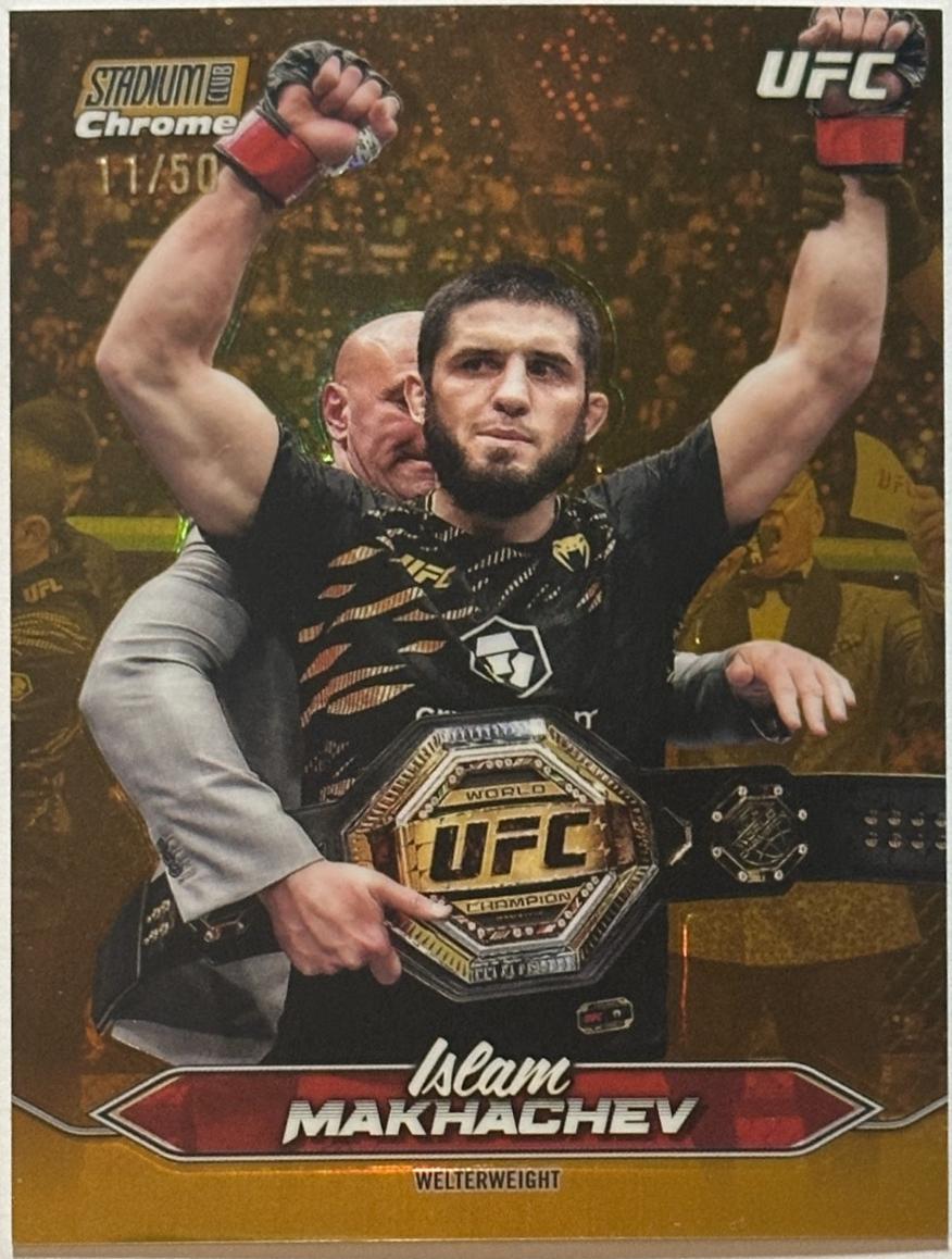 Islam Makhachev 2025 Topps Stadium Club UFC Base Chrome #C-1 Gold Refractor