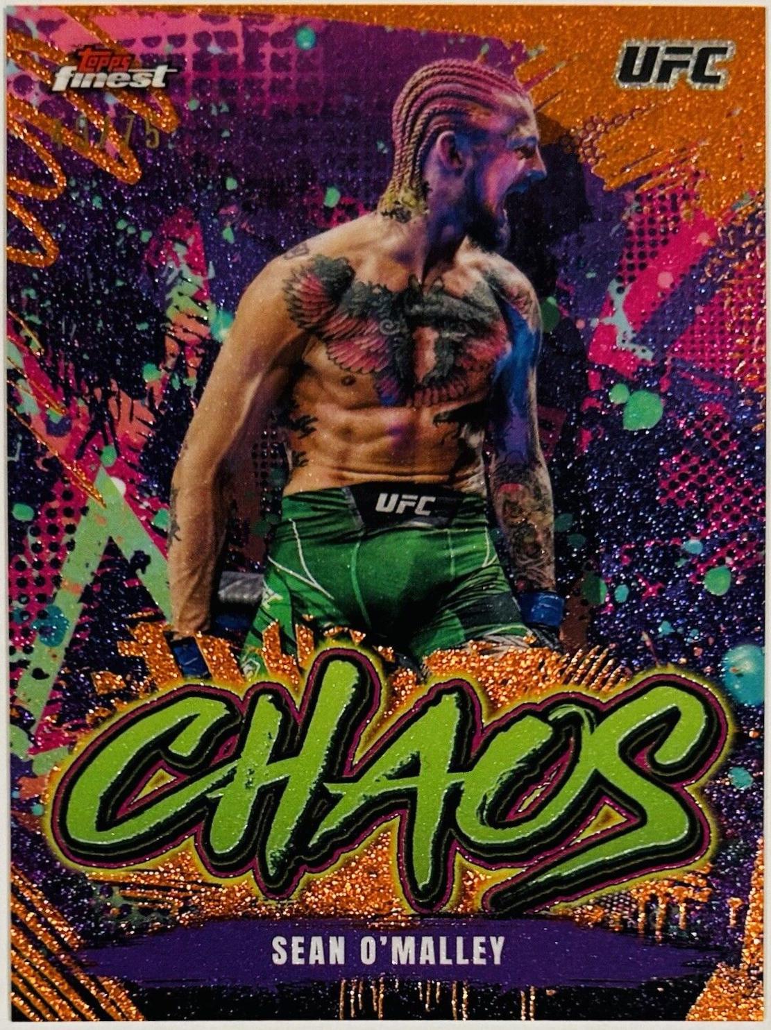 Sean O'Malley 2024 Topps Finest UFC Chaos #CHA-21 Yellow Glitter Refractor